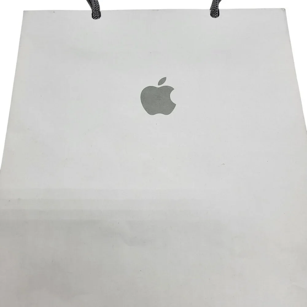Apple Store Shopping Bag Gift Bag 11X8X5 White Grey Paper Reusable